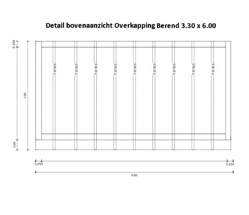 Detail top view roof berend platdak