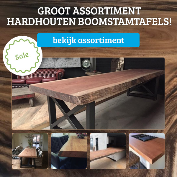 Large selection of tree slab tables